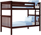 Max & Lily Bunk Bed Twin over Twin, Solid Wood Bunk Bed Frame with Ladder for Kids, 14" Safety Guardrails, Easy Assembly, No Box Spring Needed, Espresso