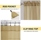OVZME Gold Sheer Curtains 63 Inches Long 2 Panels - Soft Light Filtering Window Sheer Panels for Living Room/Bedroom, Top Dual Rod Pocket, 1 Pair, Each 42Wx63L Inches