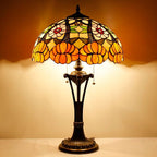 Tiffany Table Lamp Orange Flower Stained Glass Desk Lamp 16X16X24 Inches Reading Light