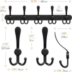 Coat Rack Wall Mount with 5 Tri Hooks, Stainless Steel 16 Inch – Black Matte Finish, Heavy Duty Wall Mounted Hook Rack for Coats, Hats, Towels, Scarfs, Robes, Bags, Entryway & Bathroom - 4 Pack