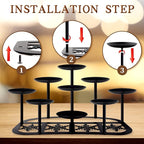 Fireplace Candelabra Candle Holder Matte Black Metal Candleholder with 9 Candle Stands Mantle Decor for Flameless or Wax Pillar Candle Floor Table Centrepiece Christmas Wedding Party Decoration