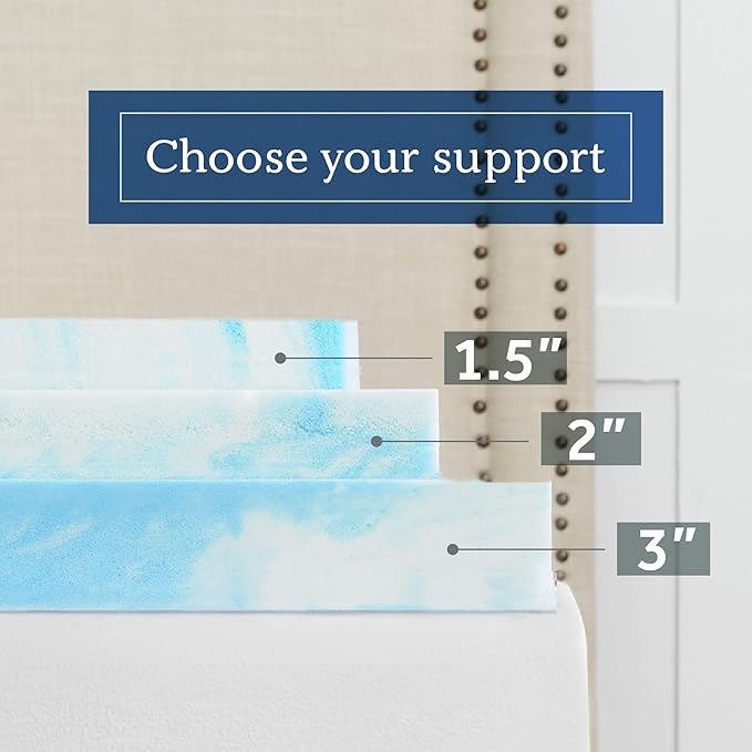 2" SealyChill™ Memory Foam Mattress Topper, Washable Allergen Resistant Cover, Queen (F02-00159-QN0) , White