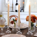 24 Pcs Candlestick Holders Bulk, 2.56 x 3.55in Clear Taper Candle Holders, Glass Candle Holders Set for Wedding Table, Party, Windowsill Decor