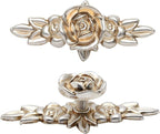 Uenhoy 5 Pcs Rose Cabinet Knobs with Backplate, Vintage Floral Drawer Knob Pulls, Zinc Alloy Rose Flower Drawer Pull Handles for Cabinets and Dresser - 4 Inch, Antique Silver