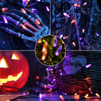 LYHOPE Orange Purple Halloween Lights Indoor, 2 Pack Total 66ft 200 LED Battery Halloween Light with 8 Mode, Timer, Waterproof Battery Operated String Lights for Home Tree Wreaths Party Holiday Decor