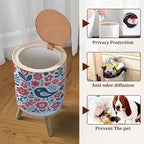 Small Trash Can with Lid Scandinavian Folk Art Seamless Birds Flowers spirng Happy Garbage Bin Pet Proof Waste Basket for Kitchen Bathroom Office Bedroom Decorative 1.8 Gallon