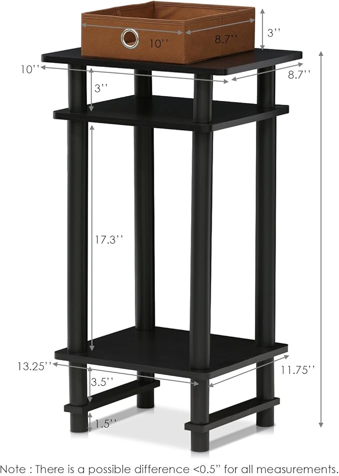 Furinno 17017 Turn-N-Tube End Table, 1-Pack, Espresso
