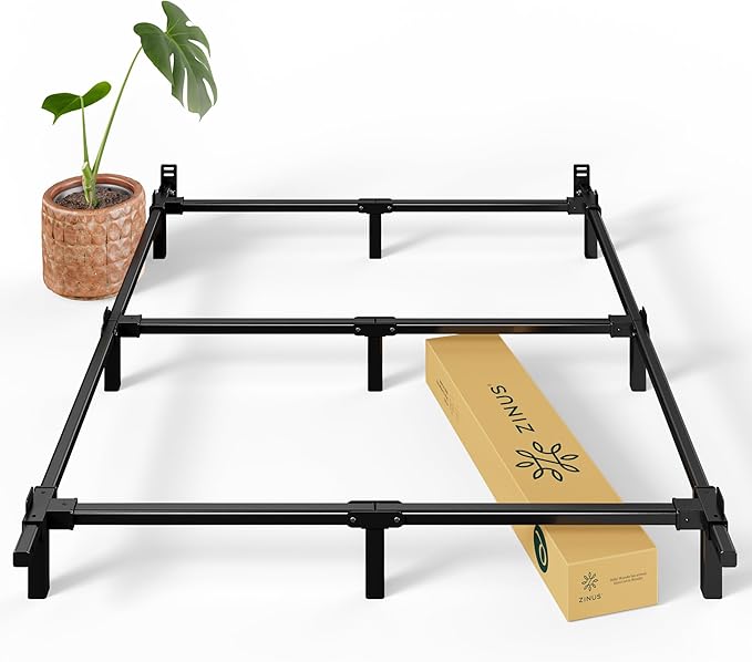 ZINUS 7 Inch Compack® Metal Bed Frame, Support Bed Frame for Box Spring and Mattress Set, Black, King