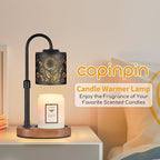 Dimmable Candle Warmer Lamp with Timer Adjustable Height for Scented Jar Candles Electric Candle Wax Melt Warmer for Home Decor Christmas Birthday Gifts for Women Mom(Sunflower+Dragonfly)