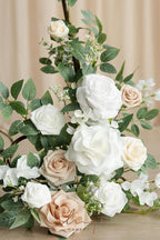Ling's Moment 2pcs Wedding Flowers Garland Artificial Floral Swag Arch Decorations Rose Greenery Arrangements White & Sage Ceremony Reception Garden Easel Wall Entryway Outdoor board(NOT Include Sign)