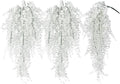 RECUTMS Fake Plant Hanging Eucalyptus Vines Plants Faux Eucalyptus Leaf Hanging Plant for Room Wedding Proch Yard Outdoor Home Wall Kitchen Bathroom Indoor Decoration in 3 Pcs(Pure White)