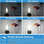 TOBUSA Dimmable E12 Candelabra LED Bulbs 60 Watt Incandescent Equivalent, 5000K Daylight White, Clear LED Chandelier Light Bulbs 6W, 600lm, CA11 Vintage Ceiling Fan Light Bulbs with Flame Tip, 6-Pack