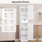 Iwell 67" Tall Bathroom Cabinet, Storage Cabinet with 2 Doors & 1 Drawer, Bathroom Storage Cabinets with Adjustable Shelves, for Living Room, Entryway, Home Office, White