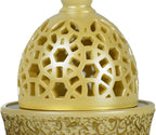 Intense Oud Calligraphy Style Closed Resin Incense Burner – 8 Inches, Beige Metal Tray, Arabian Bakhoor Burner for Yoga, Aromatherapy, Home, Office & Bedroom Decor