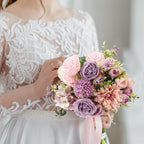 Zeyune 12 Bundles Artificial Peonies Flowers Artificial Silk Rose Faux Dahlia Fake Chamomile Hydrangea Bouquet Bulk for Vase Home Wedding Centerpiece Party Decoration(Lavender Blush,Misty Lavender)
