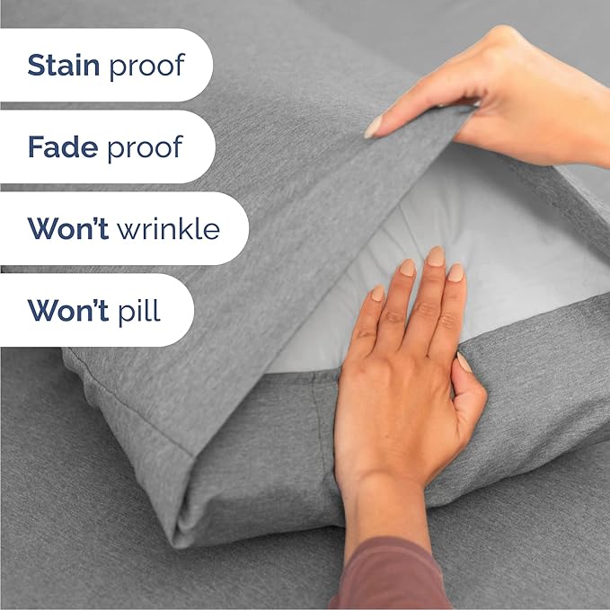 Cal King Size 4 Piece Sheet Set - Comfy Breathable & Cooling Bed Sheets Set - Hotel Luxury Bedding for Women, Men, Kids, Teens, Boys & Girls - Deep Pockets and Wrinkle Free - Grey (Heathered Sheets)