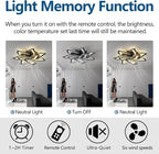 Modern Ceiling Fan with Lights Remote Control, 32" Black Ceiling Fan with Light, 6 Speeds 3 Light Color Low Profile Flush Mount Ceiling Fan for Kitchen Bedroom