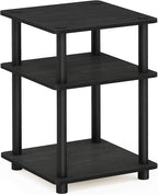 Furinno TURN-N-TUBE Side Table, 3-Tier End Table, Open Shelves Nightstand, Night Stand, Bedside Table, Easy Assembly, for Living Room, Bedroom, Blackwood