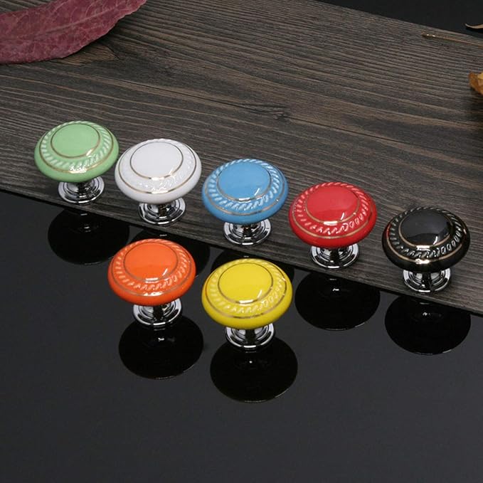 HUAMULAN 15 Pack Ceramic Knob Simple Dresser Kitchen Round Cabinet Pulls Zinc Alloy Base Cupboard Wardrobe Drawer Door Handles,3 Size Screws A4-43-BaiGold-15PCS
