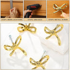 8 Pcs Bow Knobs for Dresser Matel Bow Drawer Knobs Vintage Dresser Handles Cabinet Drawer Pulls for Home Bedroom Kitchen Cabinets Hardware Cupboard (Gold,Classic Style)