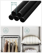 SONGMICS Portable Closet, Clothes Storage Organizer with 10 Shelves, 1 Clothes Hanging Rail, Non-Woven Fabric Closet, Metal Frame, 51 x 17.7 x 66.1 Inches, Grey URYG93G
