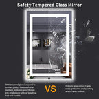 LOAAO 24"X36" LED Bathroom Mirror with Lights, Anti-Fog, Dimmable, Backlit + Front Lit, Lighted Bathroom Vanity Mirror for Wall, Memory Function, Tempered Glass, Safe to Use, ETL Listed