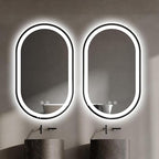 Niccy Oval LED Mirror for Bathroom, 40x24 Front Lit + Backlit Vanity Mirrors with Light Anti-Fog, Shatter-Proof, 3 Colors, Makeup Mirror with Black Frame (Horizontal/Vertical)