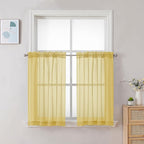 Chyhomenyc Yellow Sheer Curtains 30 inch Length 2 Panels, Light Filtering Voile Rod Pocket Short Window Curtians for Bathroom Living Room Farmhouse Small Windows, 42Wx30L inches