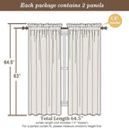 Chyhomenyc Sheer Curtains 63 Inch Length 2 Panels Set, Short Window Curtain Drapes Semi Transparent Voile Rod Pocket Curtains for Dining Bedroom Living Room, Each 42W x 63L inch, Set of 2, Ivory