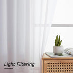 Aiyufneg White Sheer Curtains 36 inch Length Kitchen Tiers Short Voile Curtains/Drapes Solid Sheers Cafe Curtains Voile Bathroom Small Half Window Curtains 2 Panels Set, Rod Pocket, 40" Wx36 L