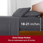 Mellanni Extra Deep King Sheets - 4 PC Iconic Collection Bedding - Hotel Luxury, Ultra Soft, Cooling Bed Sheets - Wrinkle, Fade, Stain Resistant (King, Gray)