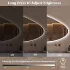 Niccy Irregular LED Bathroom Mirror with Lights, 24"x40" Asymmetrical Backlit-Mirror for Wall Mounted, Bathroom Vanity Mirrors with Memory, Dimmable, 3 Colors, Anti-Fog, IP65 Waterproof