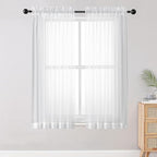 OWENIE Sheer White Curtains, Sheer Curtains 63 inch Length 2 Panels Set, Rod Pocket Voile Fimly Sheer Drapes for Living Room/Bedroom, 2pcs, Each 59" W x 63" L