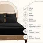 Egyptian Cotton Sheets Split King Size Sheet Set, 800 Thread Count Sateen Weave Hotel Collection Split King Sheet Deep Pockets, Cotton Bed Sheets Fits up to 17" – Black