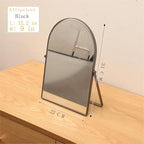 Black Metal Bedroom Mirror Vanity Countertop Makeup Mirror Arch Makeup Bathroom Mirror Rotation Framed Standing Mirrors 90°Adjustable Room Decor for Living Room,Bathroom Tabletop