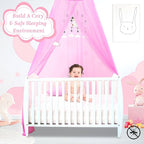 South to East Pink Bed Canopy for Girls, Princess Bed Canopy for Kids Room, Mosquito Net Canopy Girls Beds, Fire Retardant Fabric