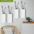 Wood Wall Planters 4 Pack Wood Wall Decor for Dried Flowers and Artificial Greenery Plants - Pocket Wall Vases Hanging Planters for Living Room, Bedroom, Home Decor - White