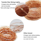 Twinkle Star 200 LED 66 FT Copper Fairy String Lights 8 Modes LED, USB Powered with Remote Control for Christmas Tree Wedding Party Home Decoration, Warm White
