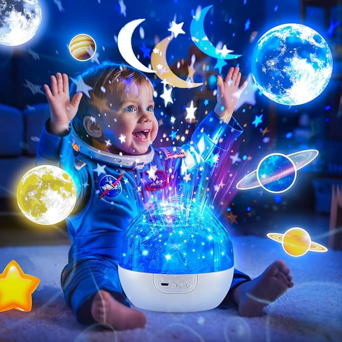 Night Light for Kids Projector, 105 Lighting+5 Films Kids Night Light Projector, Dimmable Baby Night Light Projector, 360° Slient Star Projector Lights for Bedroom, Space Gifts for Boys Room Decor
