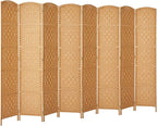 Rose Home Fashion Room Divider, 6 ft Tall Room Dividers and Folding Privacy Screens, 16in Privacy Screen 8 Panel Light Beige Space Temporary Wall Foldable Partition Separation