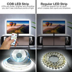 COB LED Strip Lights, LED Light Strips with Remote and App,16.4ft 6500K Dimmable Bright Daylight White LED COB Light Strip, Adhesive Indoor COB LED Lights for Bedroom, Living Room, TV, Shelf, Cabinet