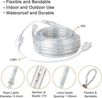 SURNIE Rope Lights Outdoor Waterproof Daylight White: LED 25FT Cuttable Outside Bright 110V Lighting 6000K Flexible Cool Clear Tube, Indoor Deck Patio Xmas Camping Decor, Not Flat Strip