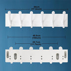 SKOLOO Coat Rack Wall Mount - Wooden White Wall Coat Hook, Wall Coat Hanger Rack with 6 Hooks for Hanging Coats, Hats, Clothing, Scarfs, White