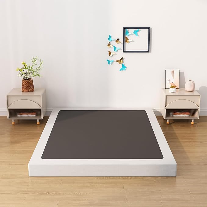 Full Size Box Spring Bed Base 6 Inch, Low Profile Metal Boxspring Full Size with Fabric Cover, 3000 Lbs Max Weight Capacity Mattress Foundation, Noise-Free, Easy Assembly