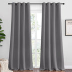 NICETOWN Bedroom Blackout Curtains Panels, 1 Pair, 55 inches by 92 Inch, Grey, Triple Weave Energy Saving Thermal Insulated Solid Grommet Blackout Draperies for Patio