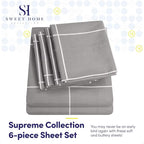 Cal King Size Bed Sheets - 6 Piece 1500 Supreme Collection Fine Brushed Microfiber Deep Pocket California King Sheet Set Bedding - 2 Extra Pillow Cases, Great Value, California King, Window Pane Gray