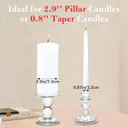 Unity Candle Holder - Glass Candle Holders for Pillar Candles Taper Candles, Glass Candlestick Holders Set of 3, Decorative Clear Glass Candlestick Holder for Wedding Table Dinning Church Centerpiece