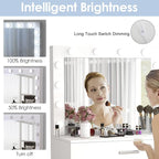 Vanity Table Set with Lighted Mirror - Makeup Vanity with Lights, Adjustable Brightness, Large Drawer Sturdy Wood Vanity, White 80x40x140cm