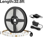 Olafus 32.8ft LED Strip Lights Warm White, Dimmable Soft White Light Strip 3000K with Adhesive Clips, 12V 10M Flexible Led Lights for Bedroom Indoor Kitchen, UL Listed Plug, 600 LEDs 2835