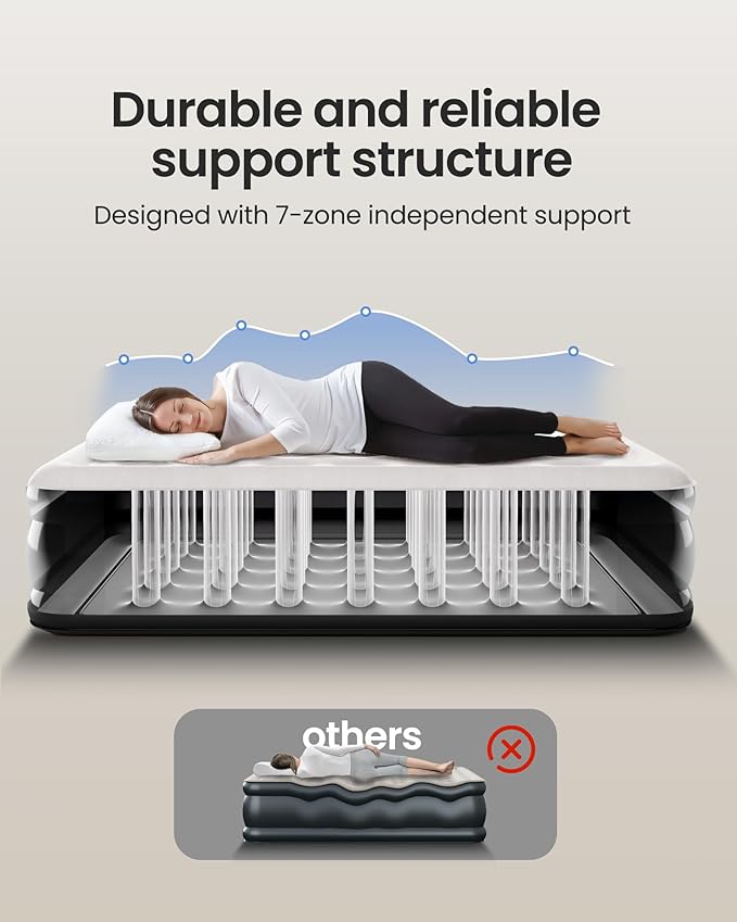 OhGeni Twin Air Mattress with Built in Pump, Blow up Mattresses, 18" Raised Blow Up Colchones Inflables Airbed for Guests & Home, Ideal for Home Use and Outdoor Camping
